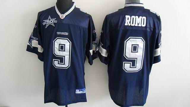 Cowboys 9 Romo Blue 50th Anniversary Jerseys