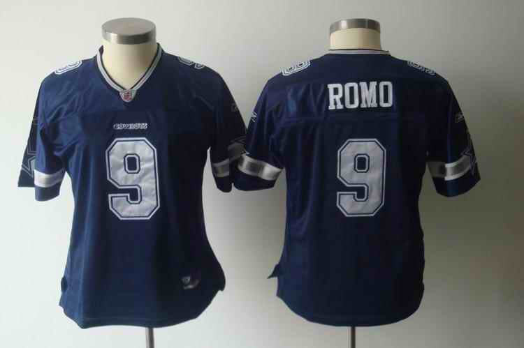 Cowboys 9 Romo blue team women Jerseys