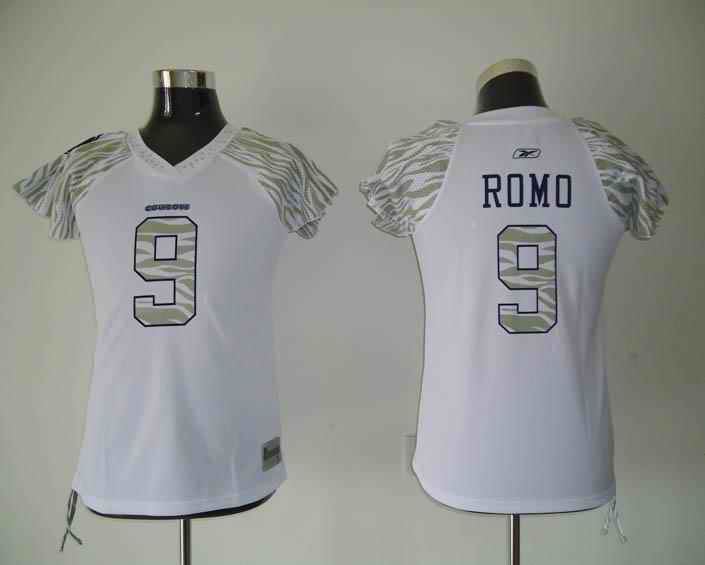 Cowboys 9 Romo white zebra women Jerseys