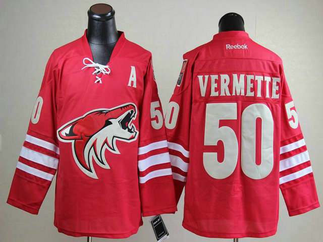 Coyotes 50 Vermette Red With A Patch Jerseys