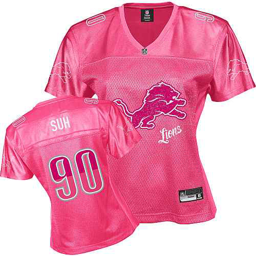 Detroit Lions 90 SUH pink Womens Jerseys