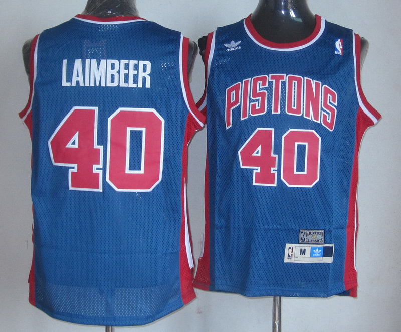 Detroit Pistons 40 Laimbeer Blue Throwback Jerseys