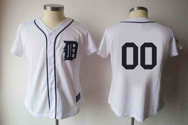 Detroit Tigers Blank White Women Custom Jerseys - Click Image to Close