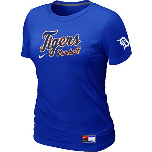 Detroit Tigers Nike Women's Blue Short Sleeve Practice T-Shirt