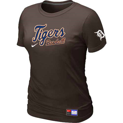 Detroit Tigers Nike Women's Brown Short Sleeve Practice T-Shirt