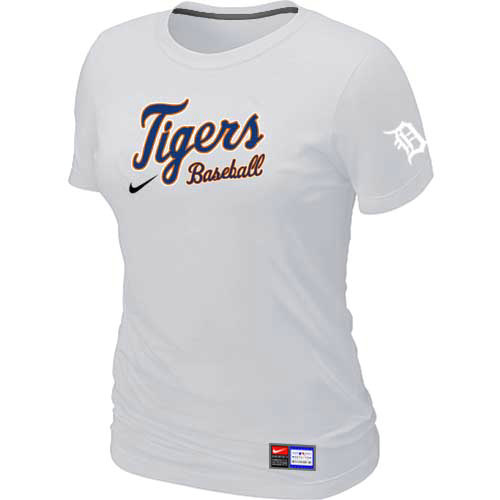 Detroit Tigers Nike Women's White Short Sleeve Practice T-Shirt