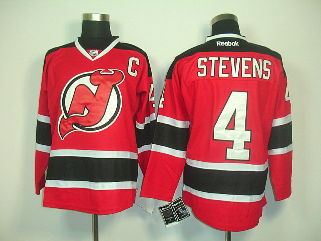 Devils 4 Stevens Red C Patch Jerseys