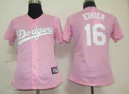 Dodgers 16 Ethier pink women Jersey