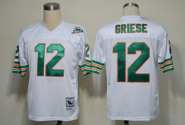 Dolphins 12 Griese White Throwback Jerseys