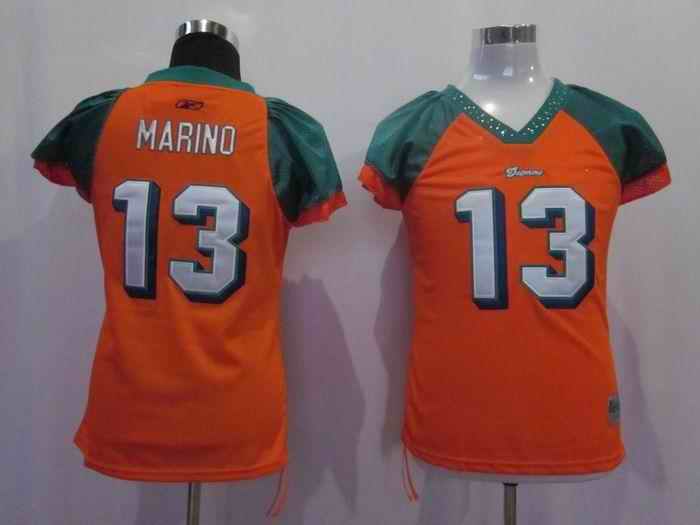 Dolphins 13 Marino orange women Jerseys