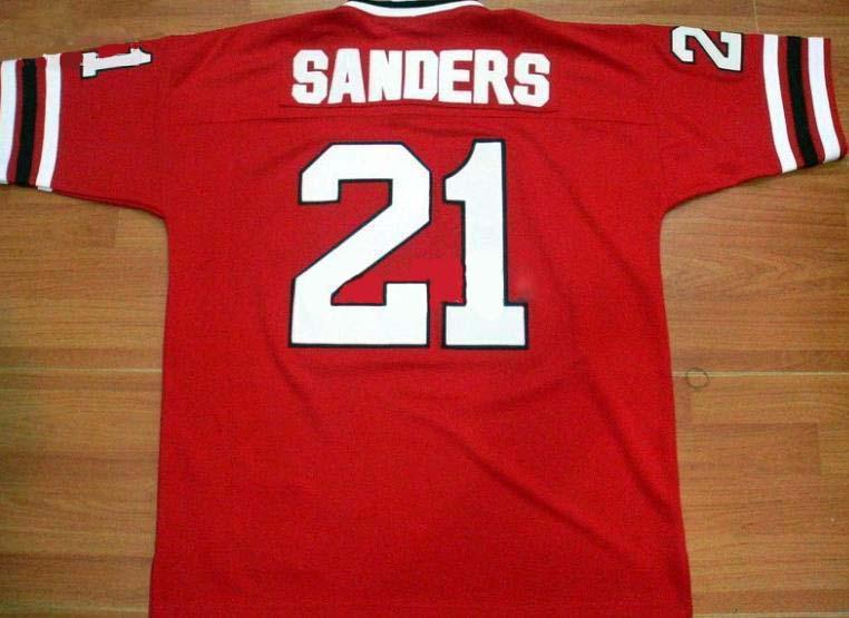 Falcons 21 Deion Sanders red Jerseys