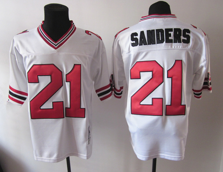 Falcons 21 Sanders White Throwback Jerseys