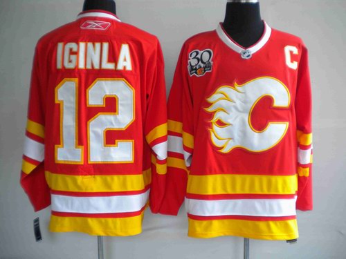 Flames 12 Jarome Iginla red 30th jerseys