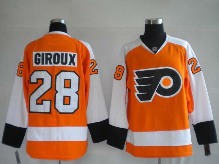 Flyers 28 Claude Giroux orange Jerseys