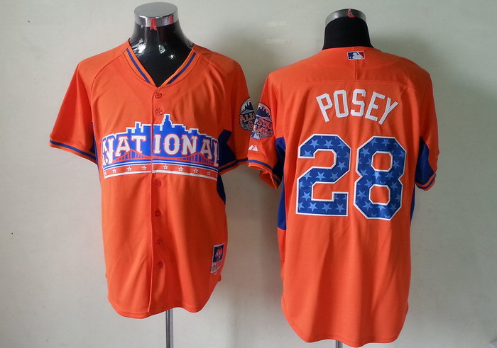 Giants 28 Posey orange 2013 All Star Jerseys - Click Image to Close