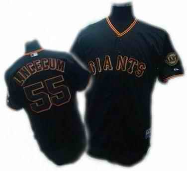 Giants 55 Lincecum black Kids Jersey