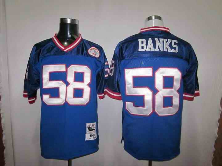 Giants 58 Banks blue m&n Jerseys