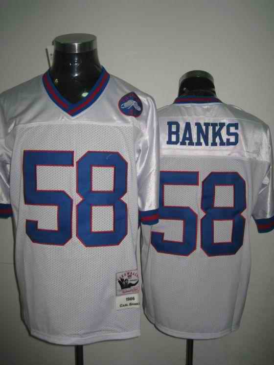 Giants 58 Banks white m&n Jerseys