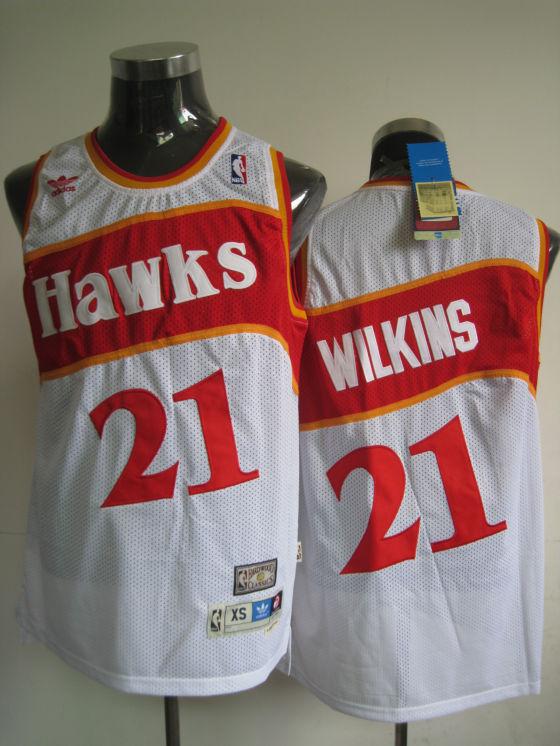 Hawks 21 Wilkins White Jerseys