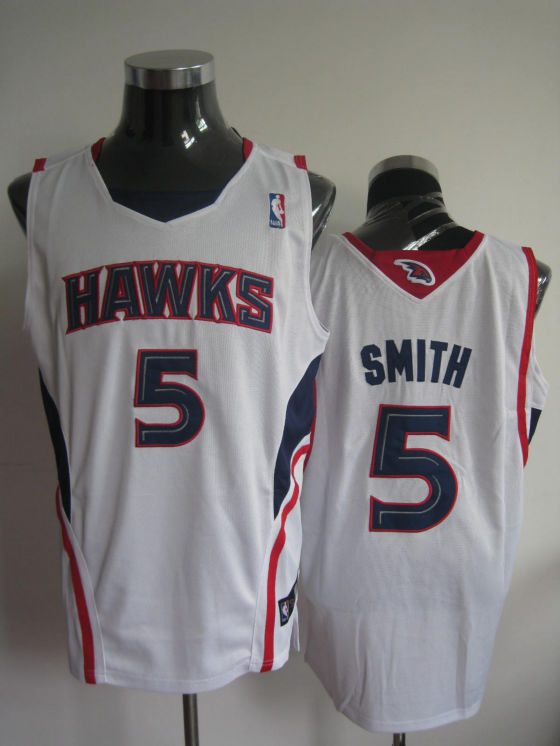 Hawks 5 Josh Smith White Jerseys