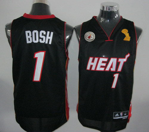 Heat 1 Bosh Black 2013 Champion&25th Patch Jerseys