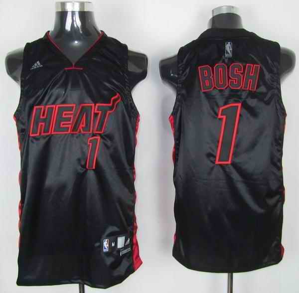 Heat 1 Bosh Black Black Red Number Jerseys
