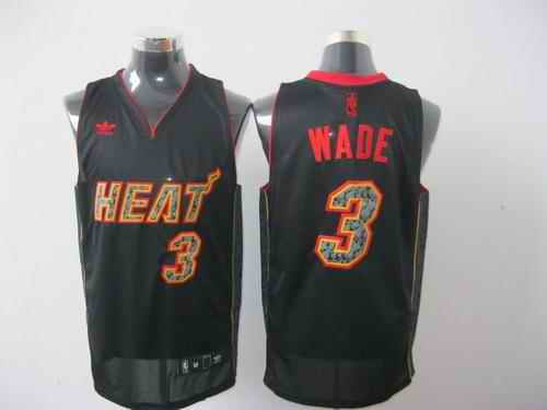 Heat 3 Wade Black Fashion Jerseys