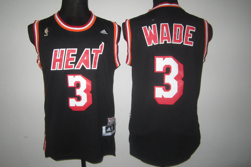 Heat 3 Wade Black m&n Jerseys