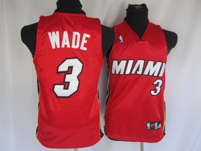 Heat 3 Wade Red Youth Jersey - Click Image to Close