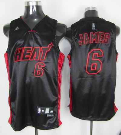 Heat 6 James Black Red Number Jerseys