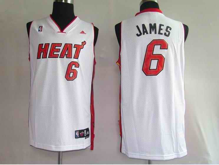 Heat 6 LeBron James White Fans Edition Jerseys