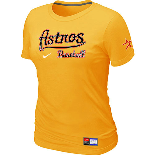 Houston Astros Yellow Nike Women's Short Sleeve Practice T-Shirt