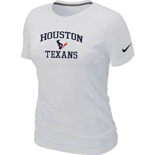 Houston Texans Women's Heart & Soul White T-Shirt - Click Image to Close