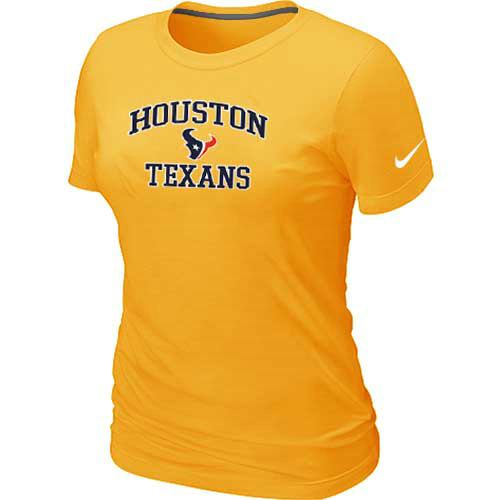 Houston Texans Women's Heart & Soul Yellow T-Shirt