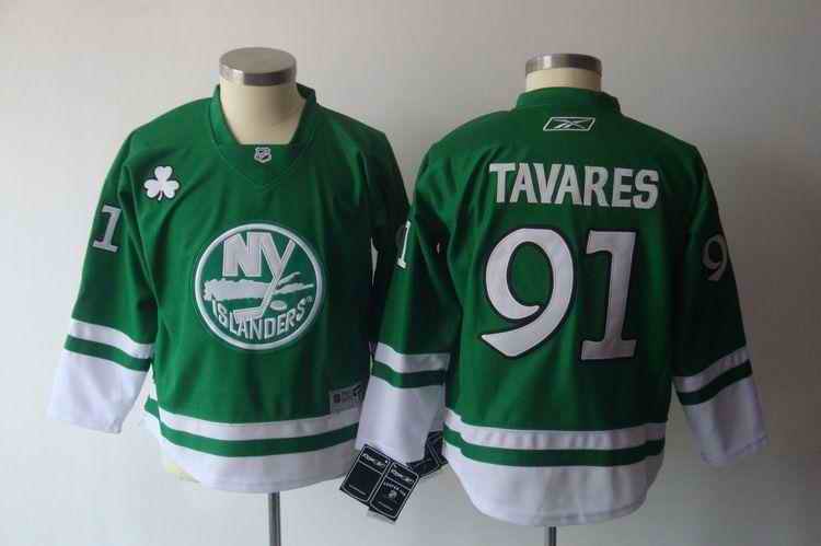 Islanders 91 Tavares green St.Patricks Day Youth Jersey