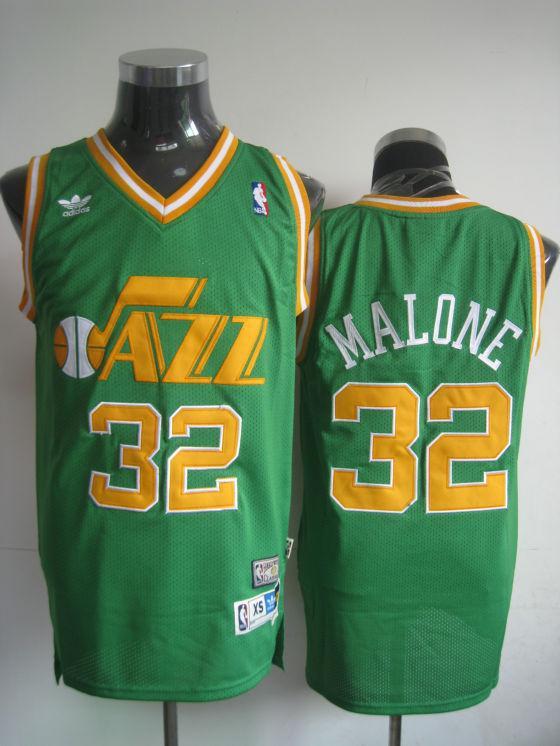 Jazz 32 Karl Malone M&N Green Throwback Jerseys