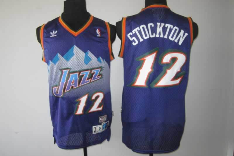 Jazzs 12 Stockton Purple Jerseys