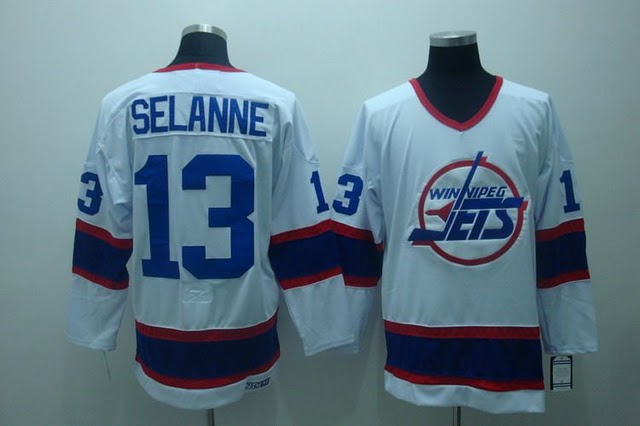 Jets 13 Selanne white jerseys