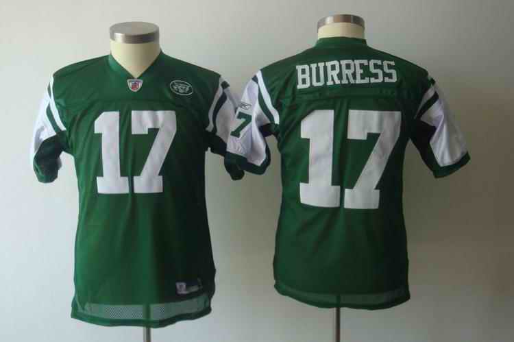 Jets 17 Burress green kids Jerseys