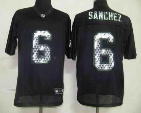 Jets 6 Sanchez black united sideline Jerseys