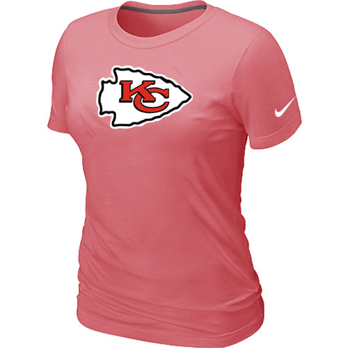 Kansas City Chiefs Pink Women's Logo T-Shirt - Click Image to Close