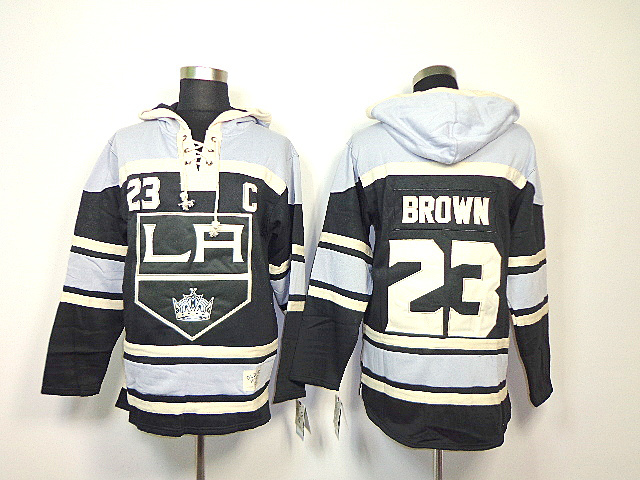 Kings 23 Dustin Brown Black All Stitched Hooded Sweatshirt - Click Image to Close