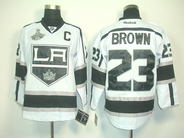 Kings 23 Brown White Champions&C Patch Jerseys - Click Image to Close