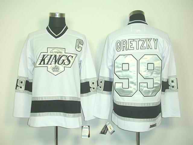 Kings 99 Gretzky White Grey Number Jerseys