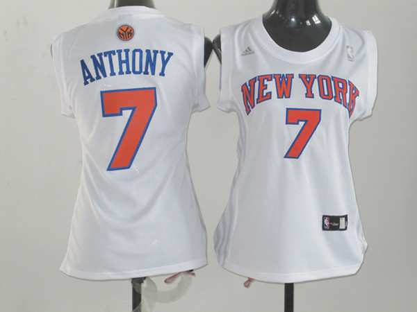 Knicks 7 Anthony White Women Jersey