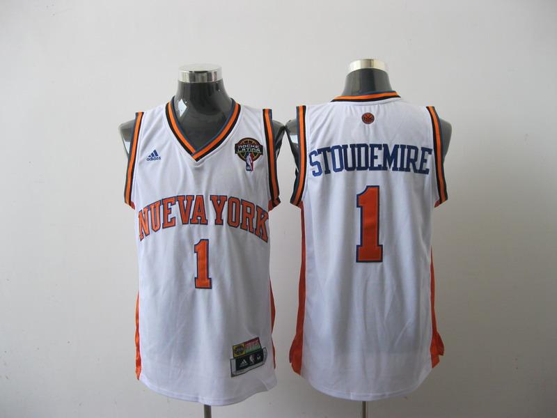 Knicks 1 Stoudemire White Lating Night Jersey
