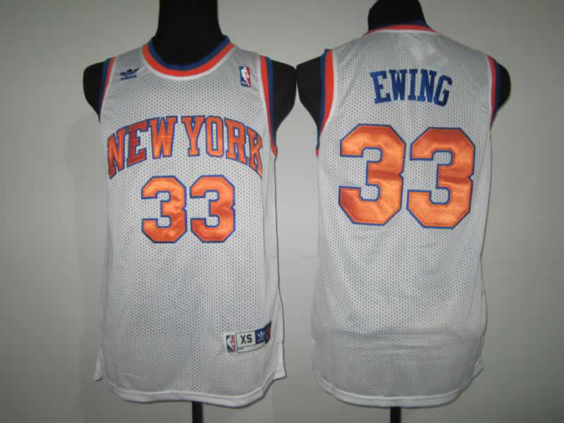 Knicks 33 Ewing White Jerseys