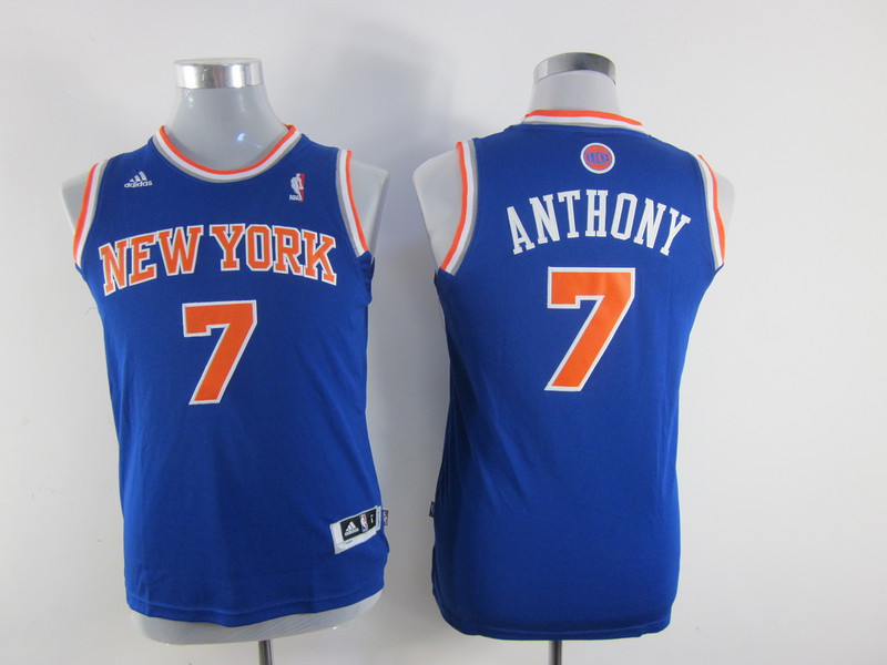 Knicks 7 Anthony Blue New Fabric Youth Jersey