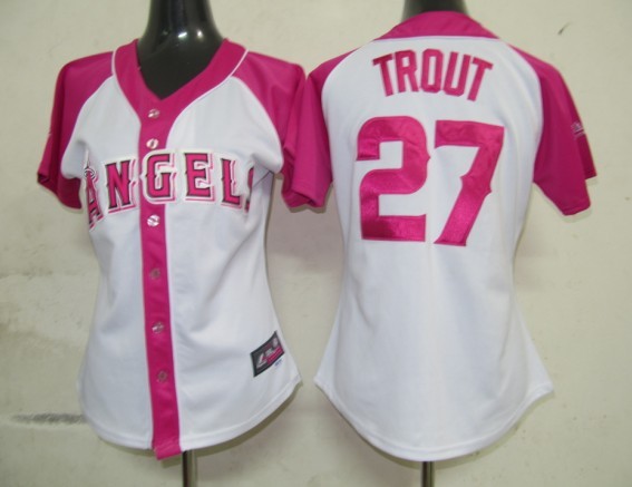 Angels 27 Trout Pink Women Jersey
