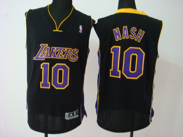 Lakers 10 Nash Black Cotton Jerseys